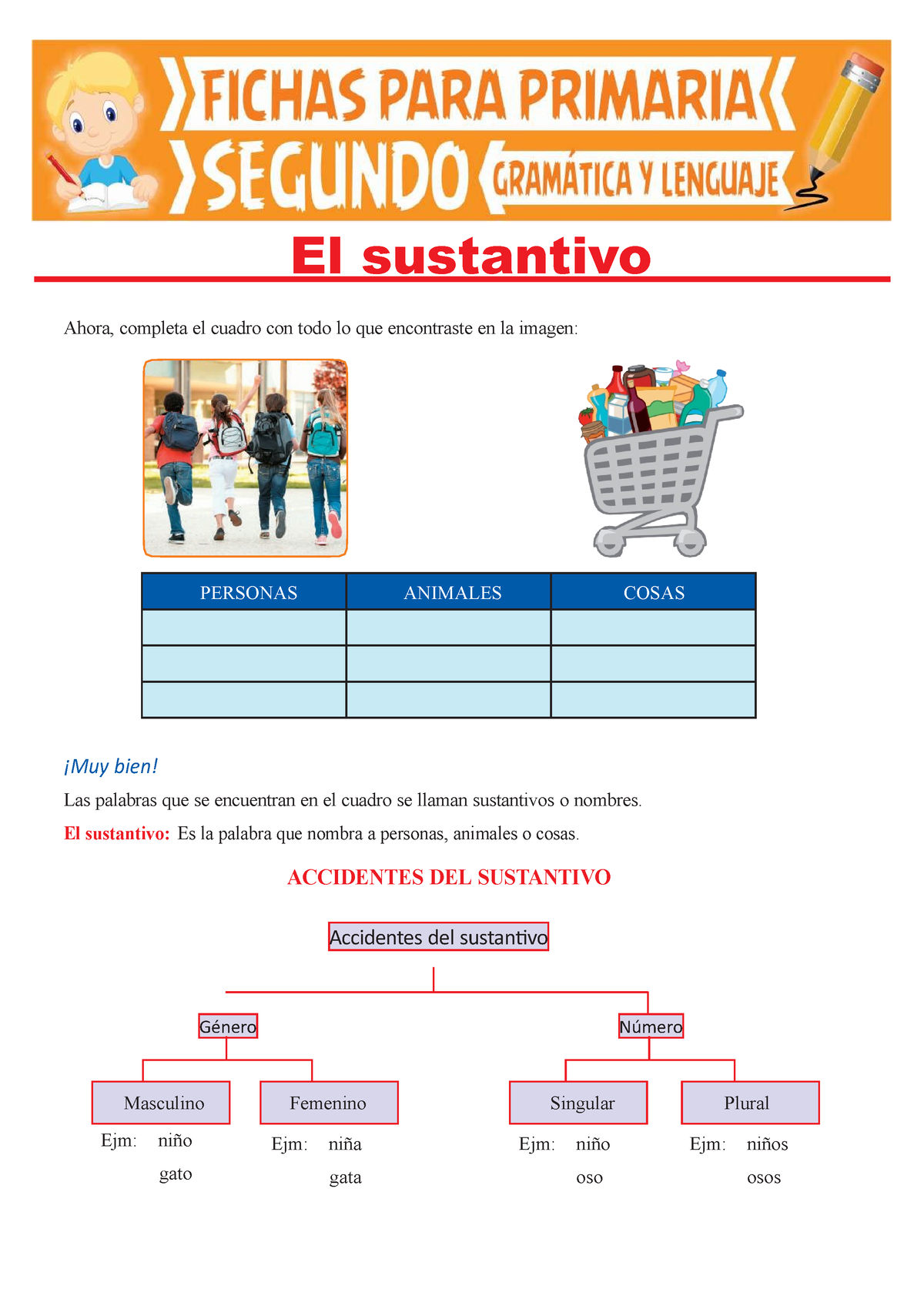 Aprendiendo Sobre El Sustantivo Para Segundo Grado De Primaria - Género ...