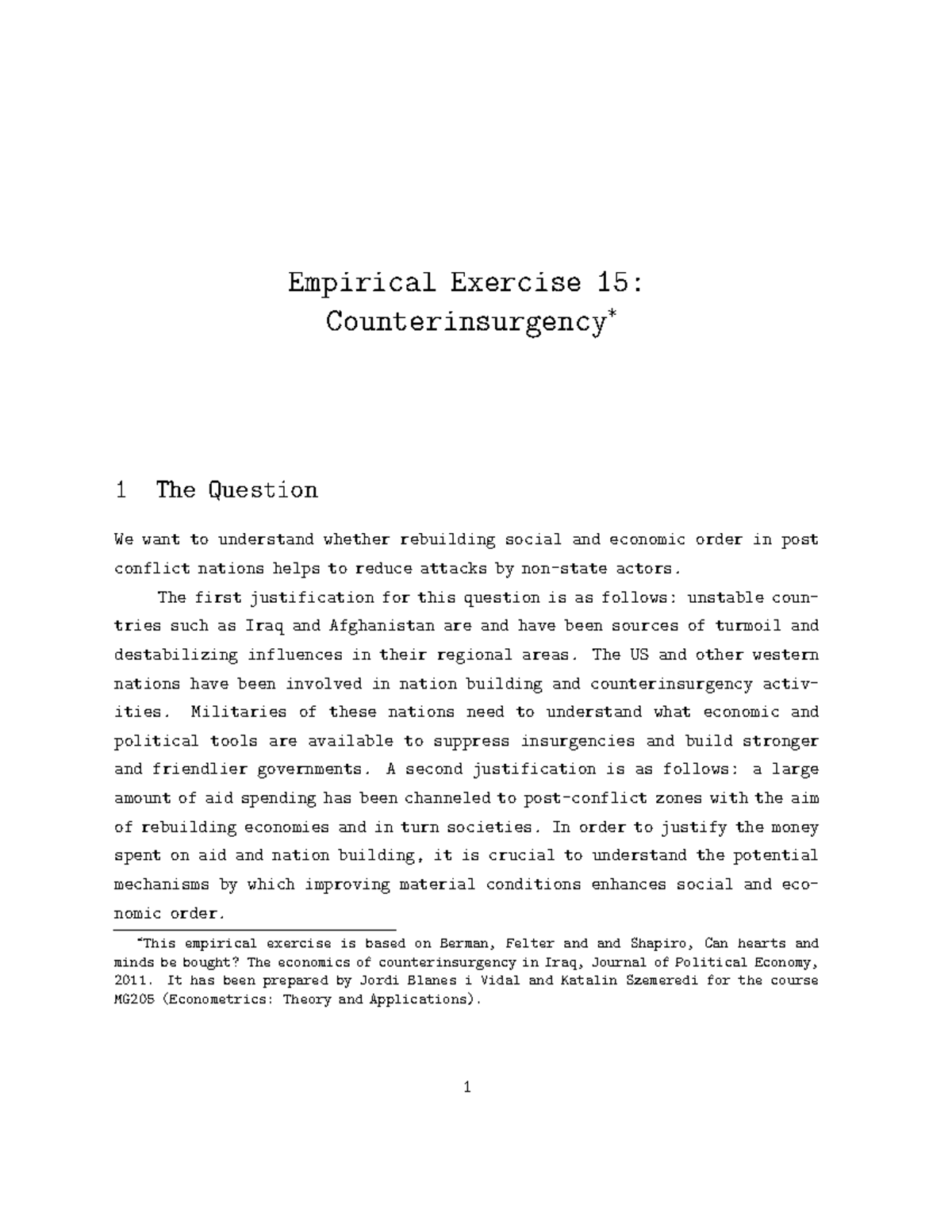 Counterinsurgency - Practice material - a real case - Empirical ...