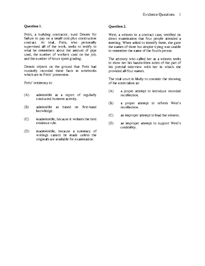 Evidence Answers - Answer 1. (B) is the best response, because it ...