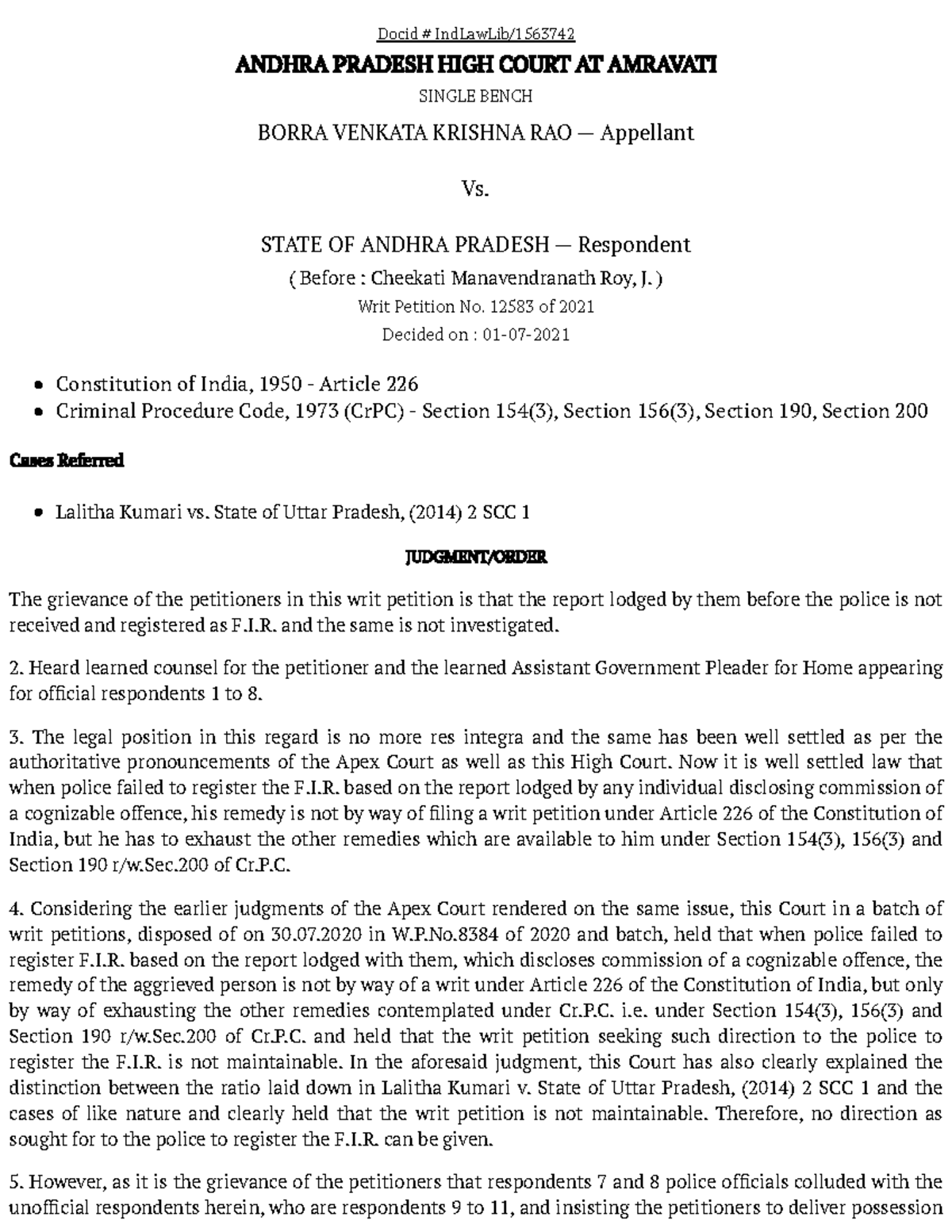 Police inaction against the report of interfere the land - Docid ...