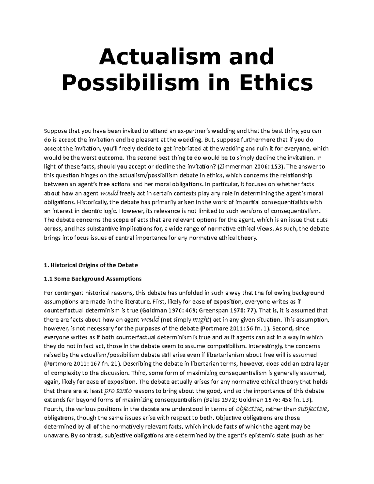 Lecture 11 Actualism and Possibilism in Ethics - Actualism and ...