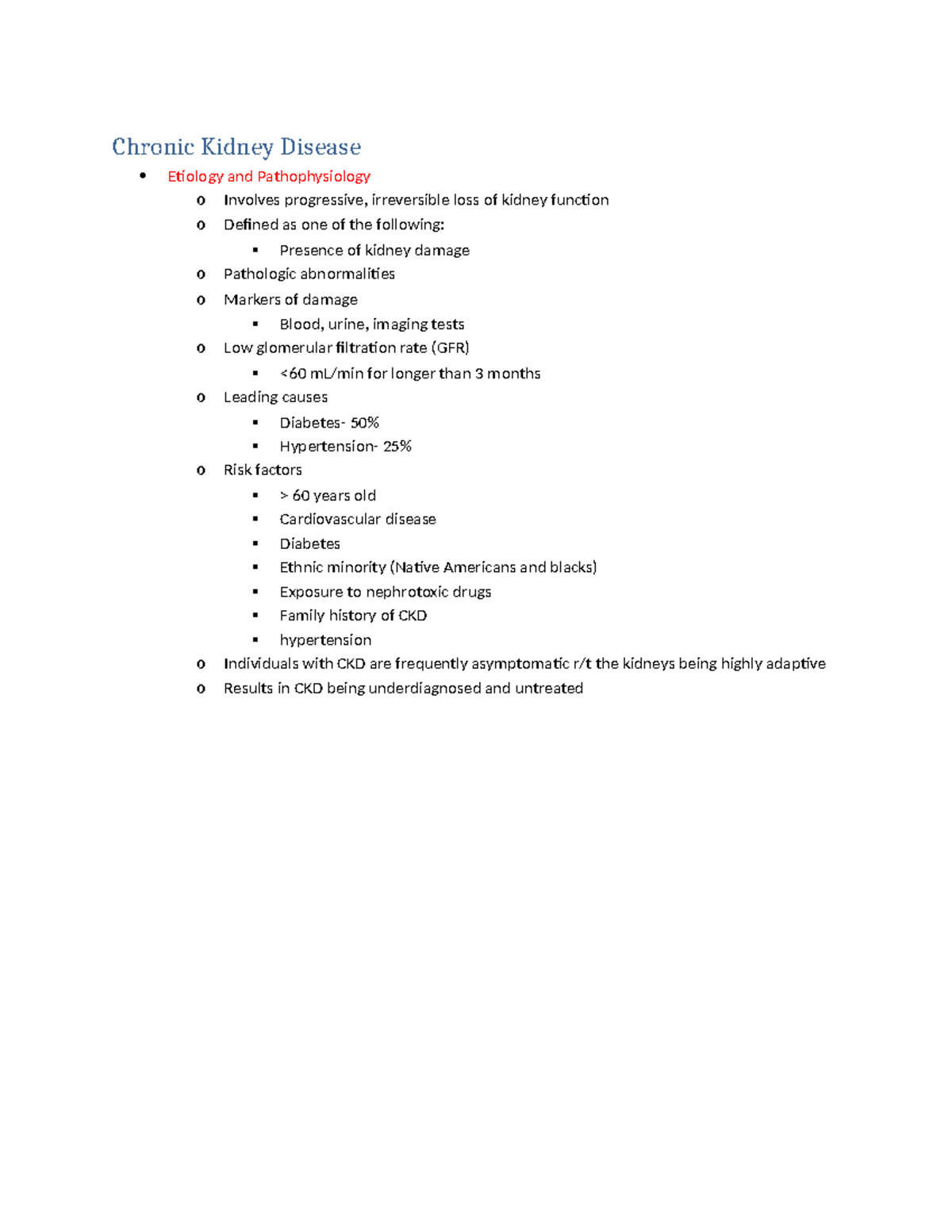 Week 7 CKD and dialysis - Chronic Kidney Disease Etiology and ...