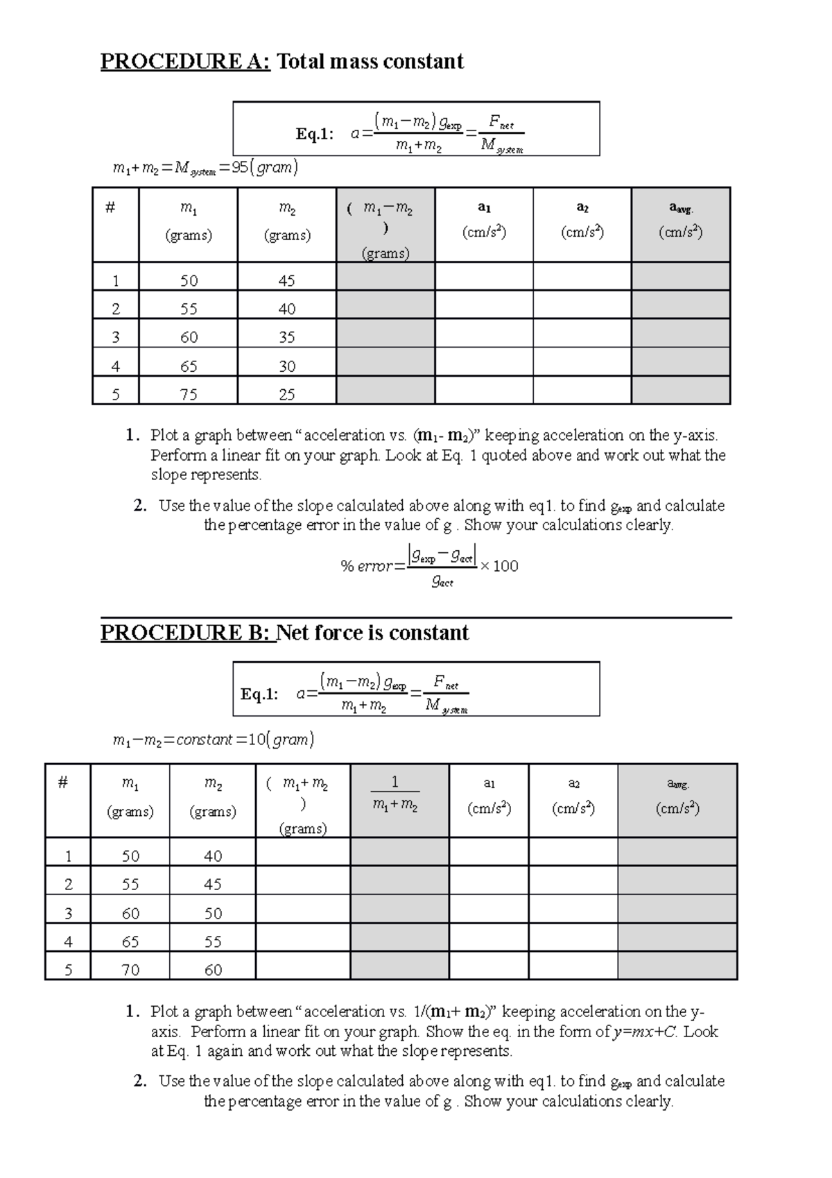 Atwood Machine lab version guidelines Mechanics and Waves Studocu