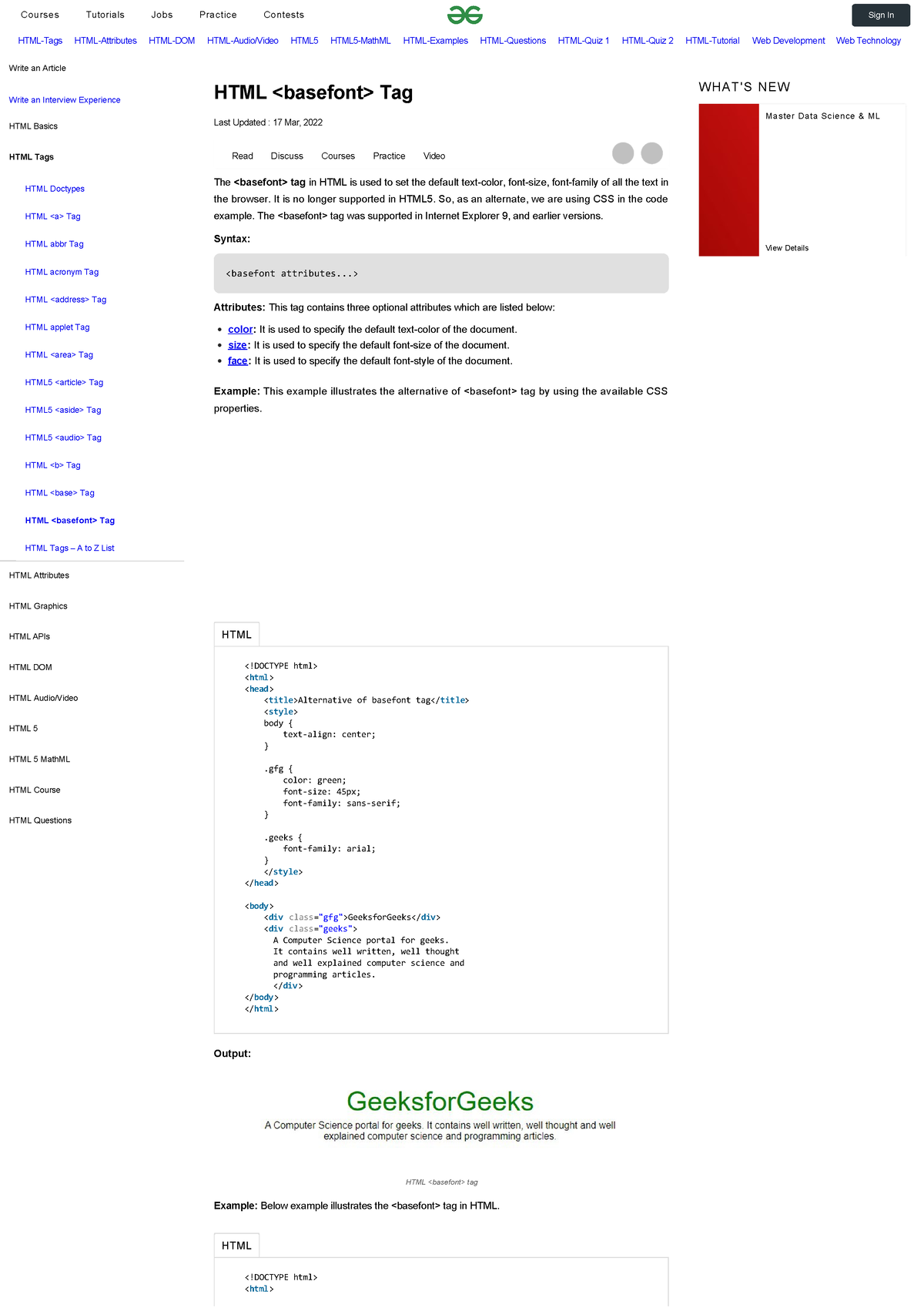 Html Basefont Tag - Geeksforgeeks - COS3712 - Unisa - Studocu
