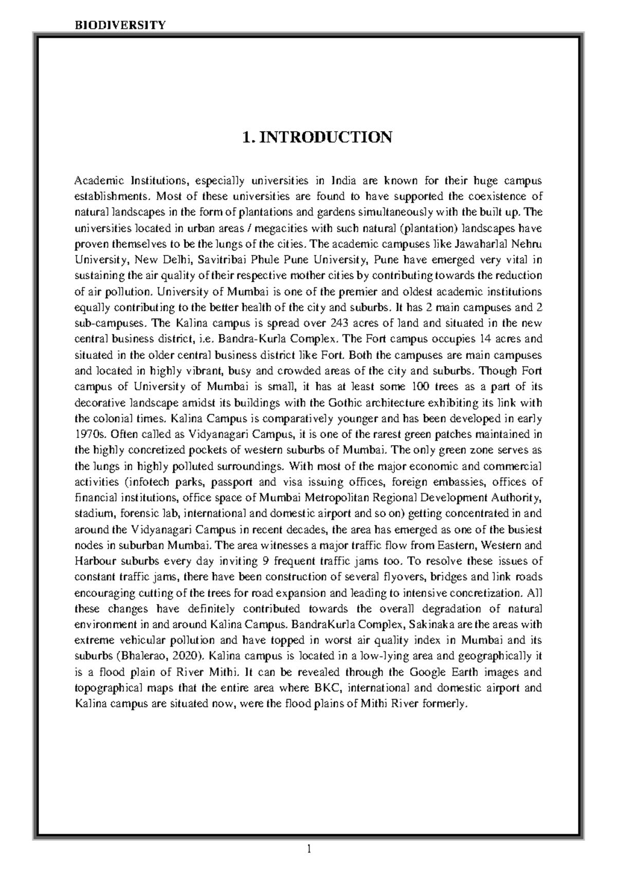 EVS report 2 - 1. INTRODUCTION Academic Institutions, especially ...