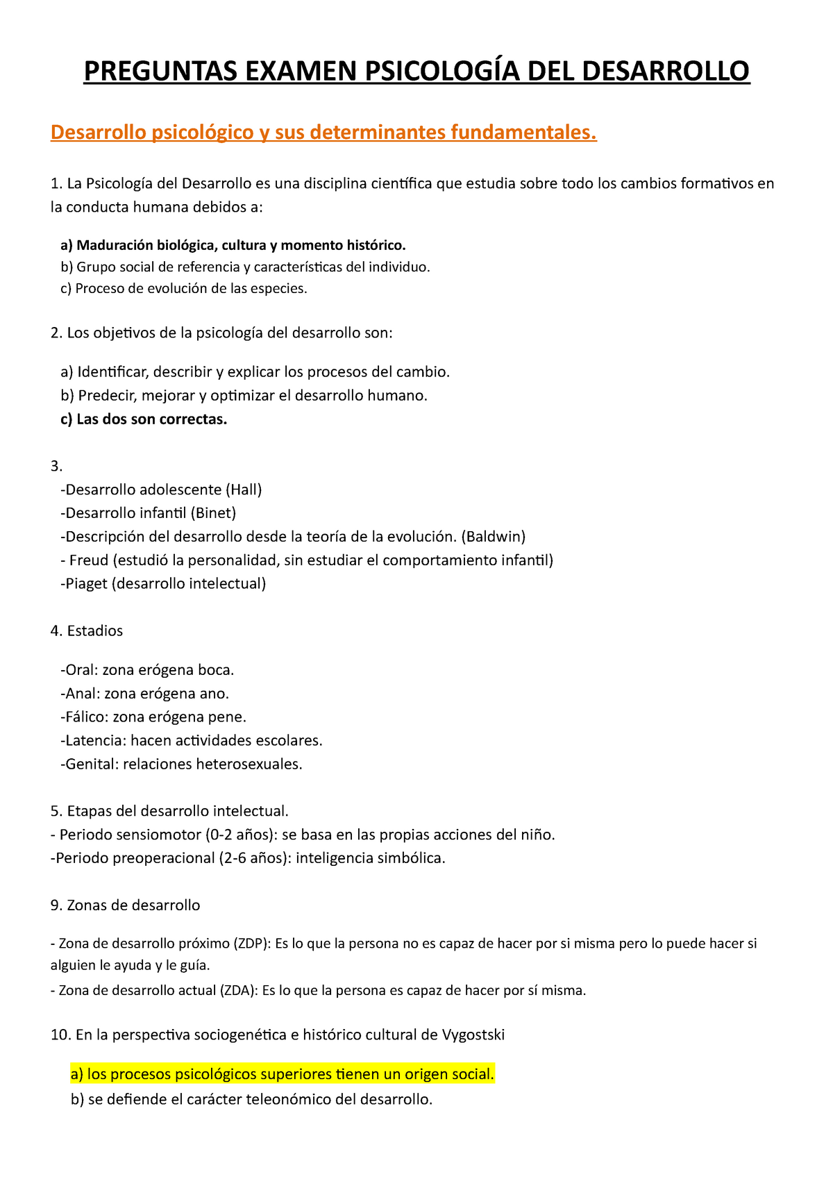 Examen Psicolog A Desarrollo Educaci N Primaria Preguntas Examen Psicolog A Del Desarrollo