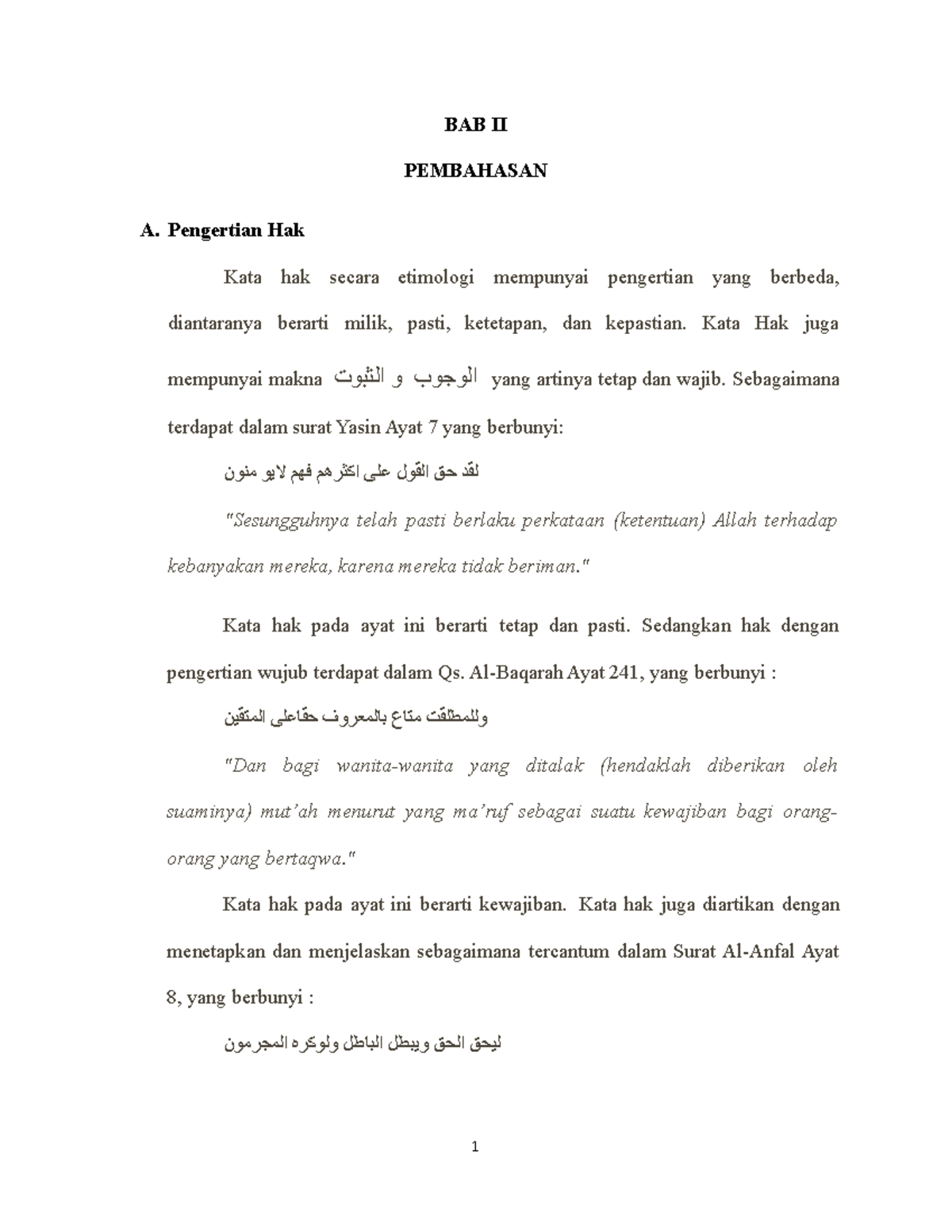 Makalah Konsep Hak - BAB II PEMBAHASAN A. Pengertian Hak Kata Hak ...