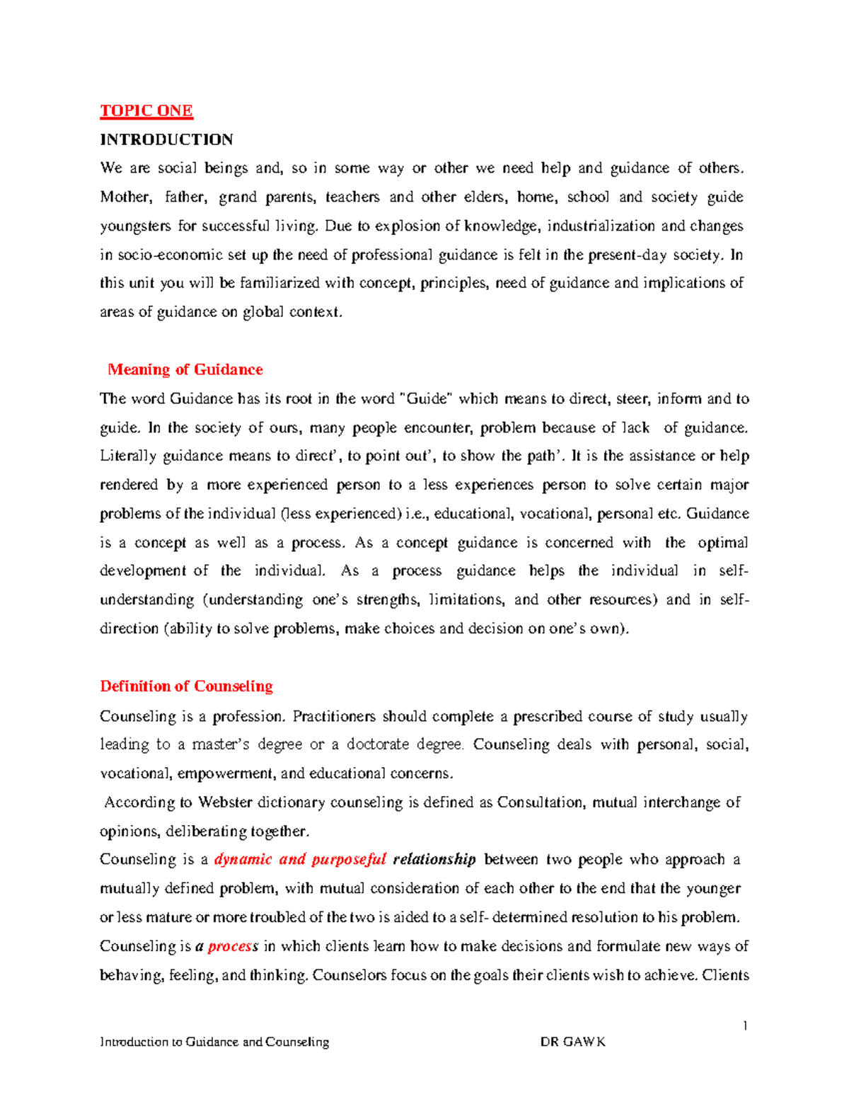 Topic 1 and 2 PSY 12041 GC Notes 1 TOPIC ONE INTRODUCTION We are