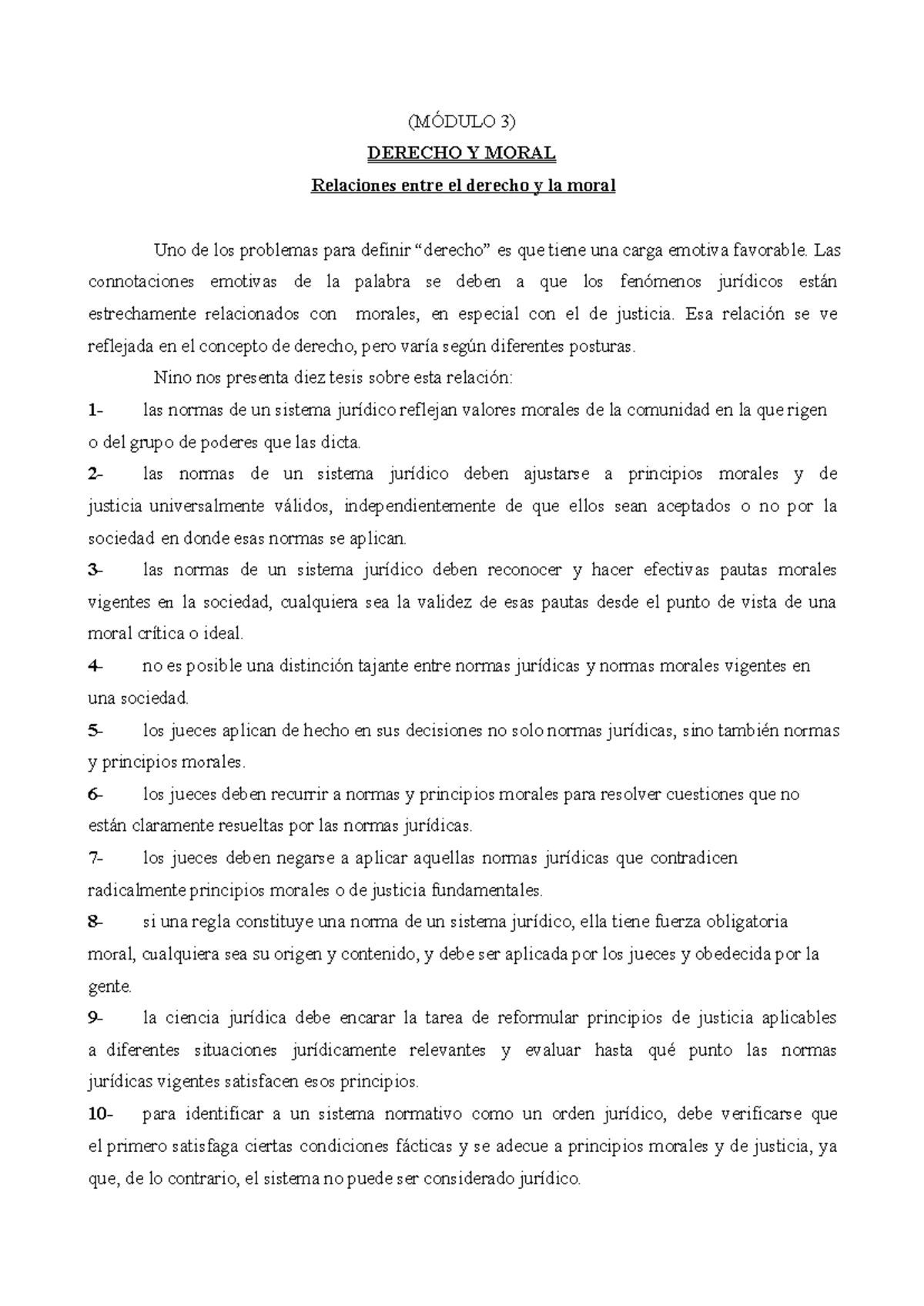 Resumen 3 Y 4 Intro Derecho MÓdulo 3 Derecho Y Moral Relaciones