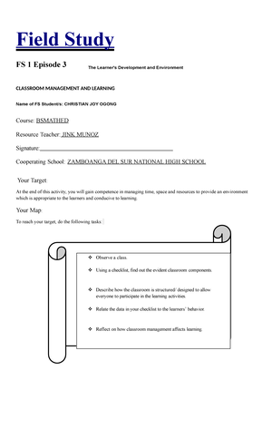 Field Study 1 Episode 2 - Field Study FS 1 Episode 2 The Learner's ...