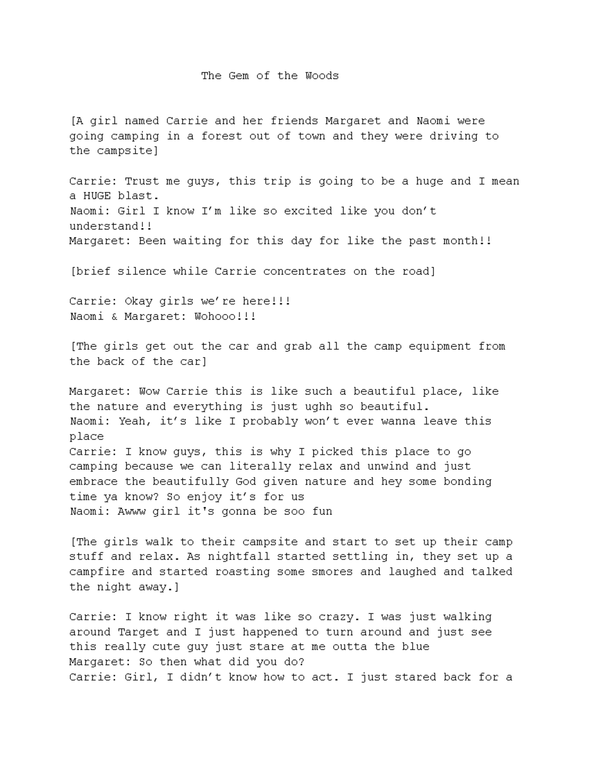 A 10-minute play draft - "The Gem In The Woods" - The Gem of the Woods ...