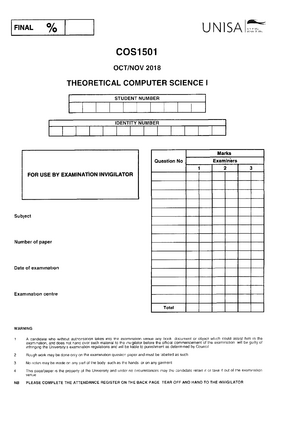 Tutorial Letter 001 (Both) For COS1501 - COS1501/001/0/ Tutorial Letter ...