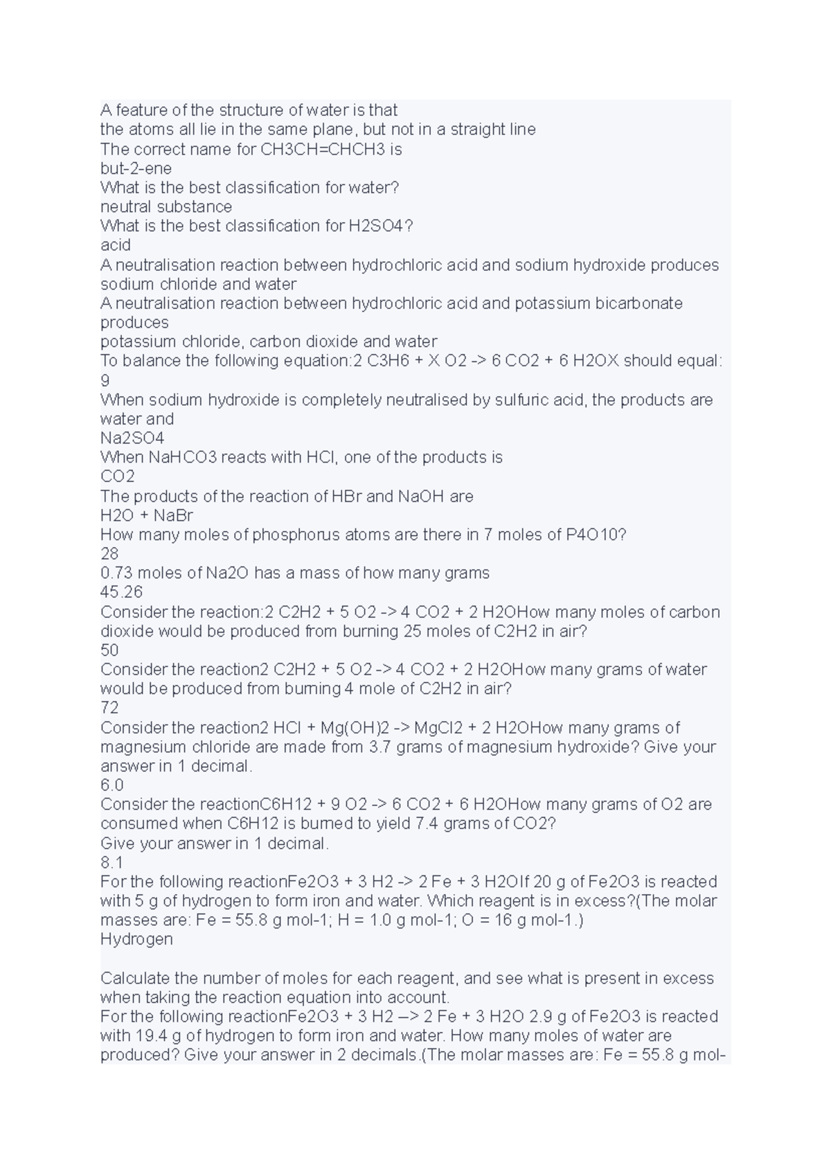 9-chem-questions-and-answer-a-feature-of-the-structure-of-water-is