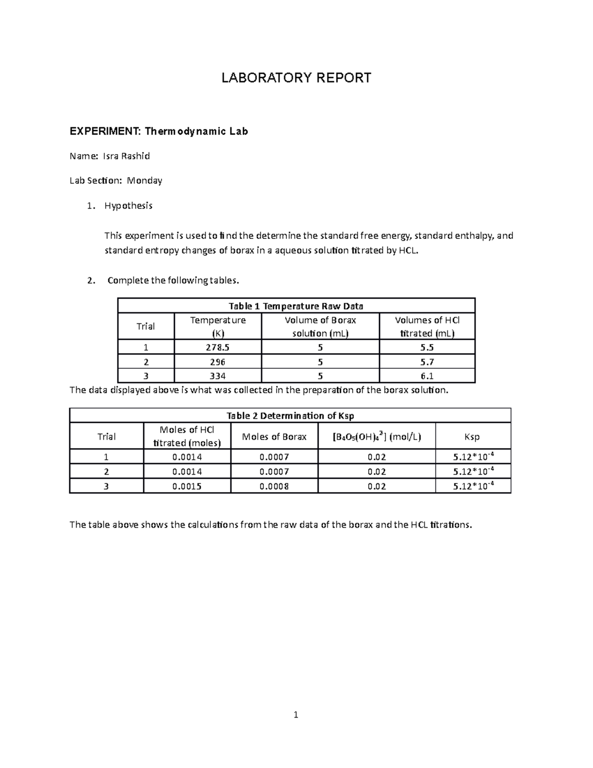 Exp 26 Final Thermodynamics Online Report Laboratory Report Experiment Thermodynamic Lab Name 2998