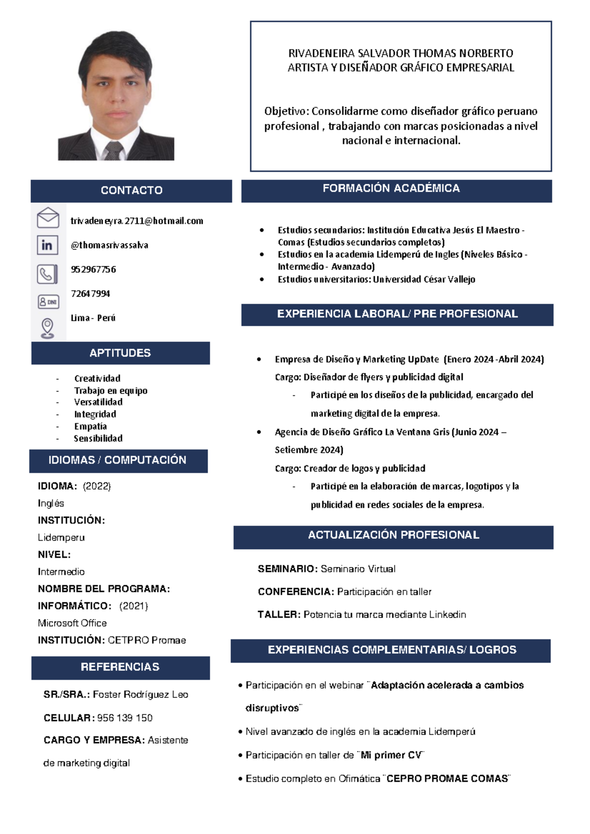 CV - Thomas Norberto Rivadeneira Salvador - trivadeneyra@hotmail ...