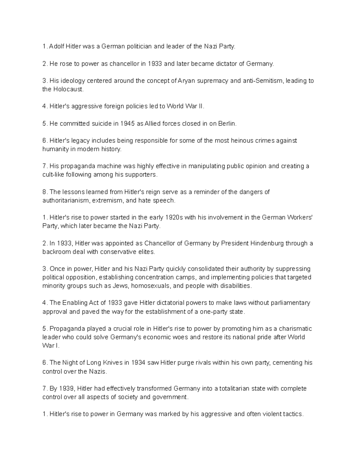 Notes (34) - Adolf Hitler was a German politician and leader of the ...