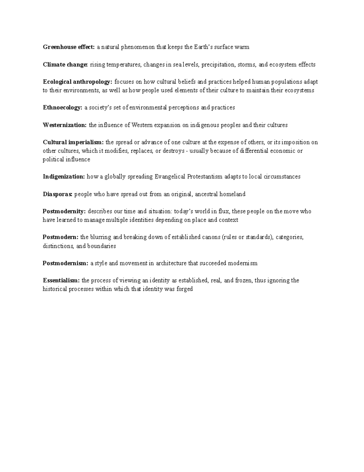 Textbook Notes Chapter 19 Greenhouse effect a natural phenomenon