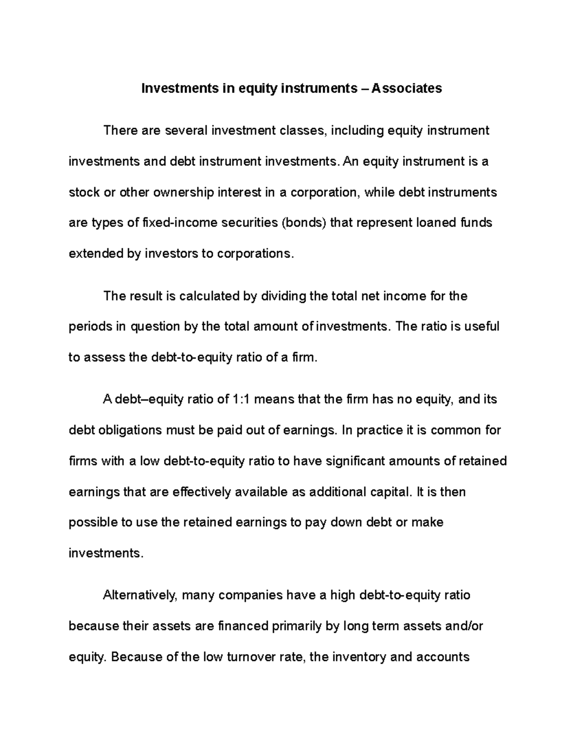 Investments in equity instruments Associates Investments in equity