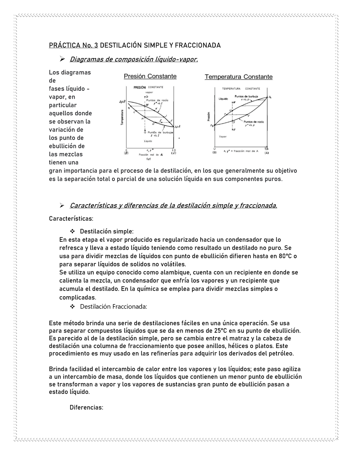 Previo Practica 3 - PR¡CTICA No. 3 DESTILACI”N SIMPLE Y FRACCIONADA ...