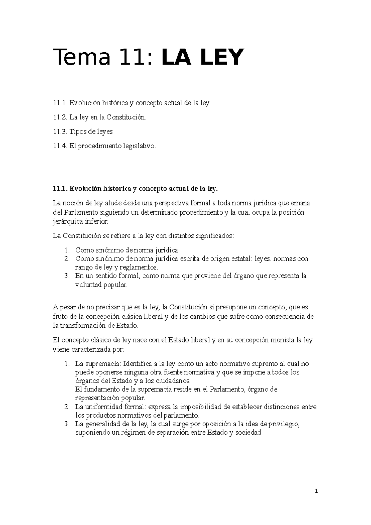 TEMA 11 LA LEY. - Tema 11: LA LEY Evolución histórica y concepto actual ...
