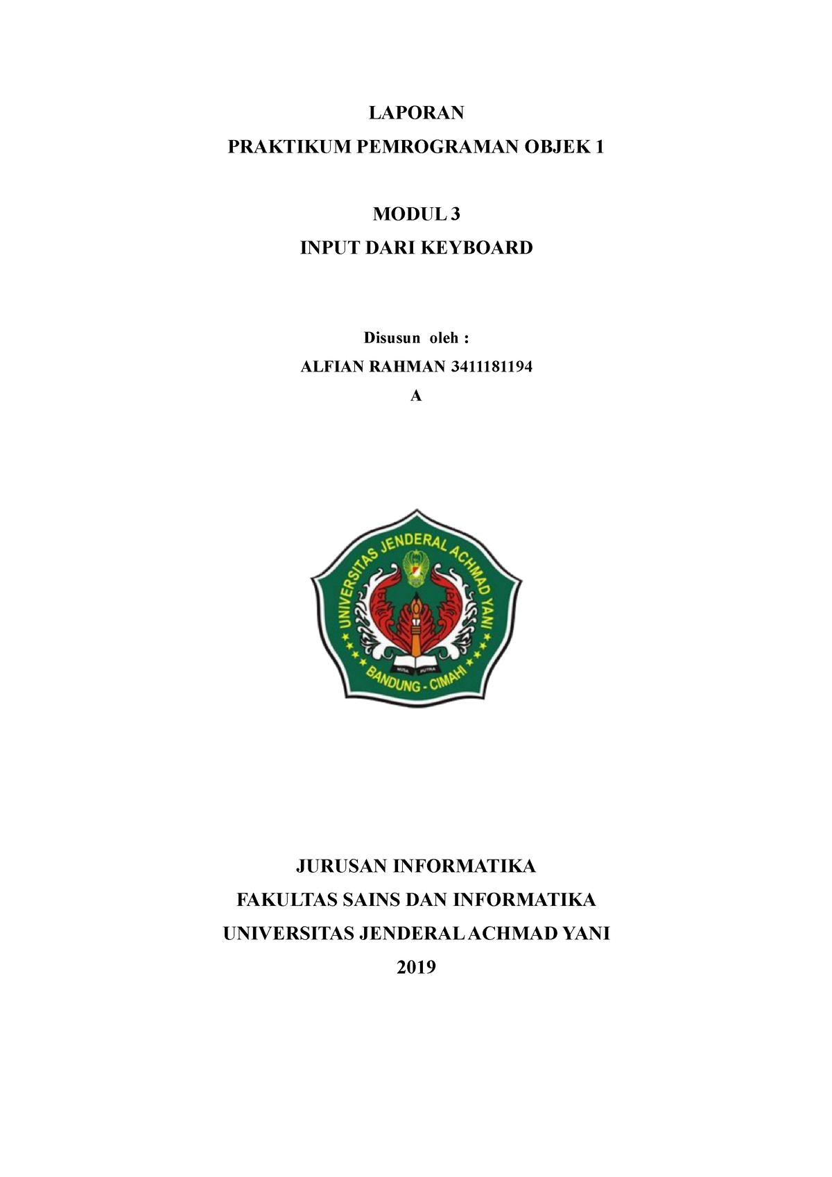 PO1 A Modul 3 3411181194 Alfian Rahman - LAPORAN PRAKTIKUM PEMROGRAMAN ...