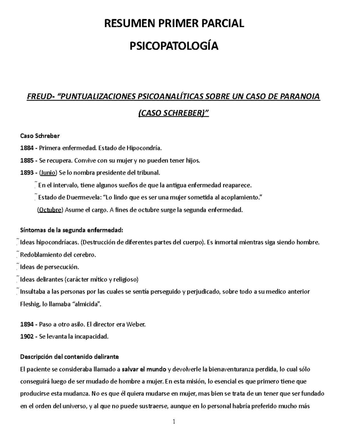 Psicopatologia. Resumen 1er Parcial - Psicopatología - UBA - Studocu