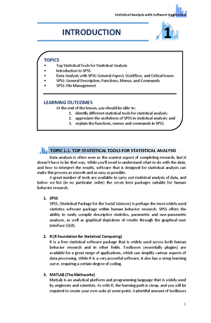 IM Statistics Analysis with Software Application - INTRODUCTION ...