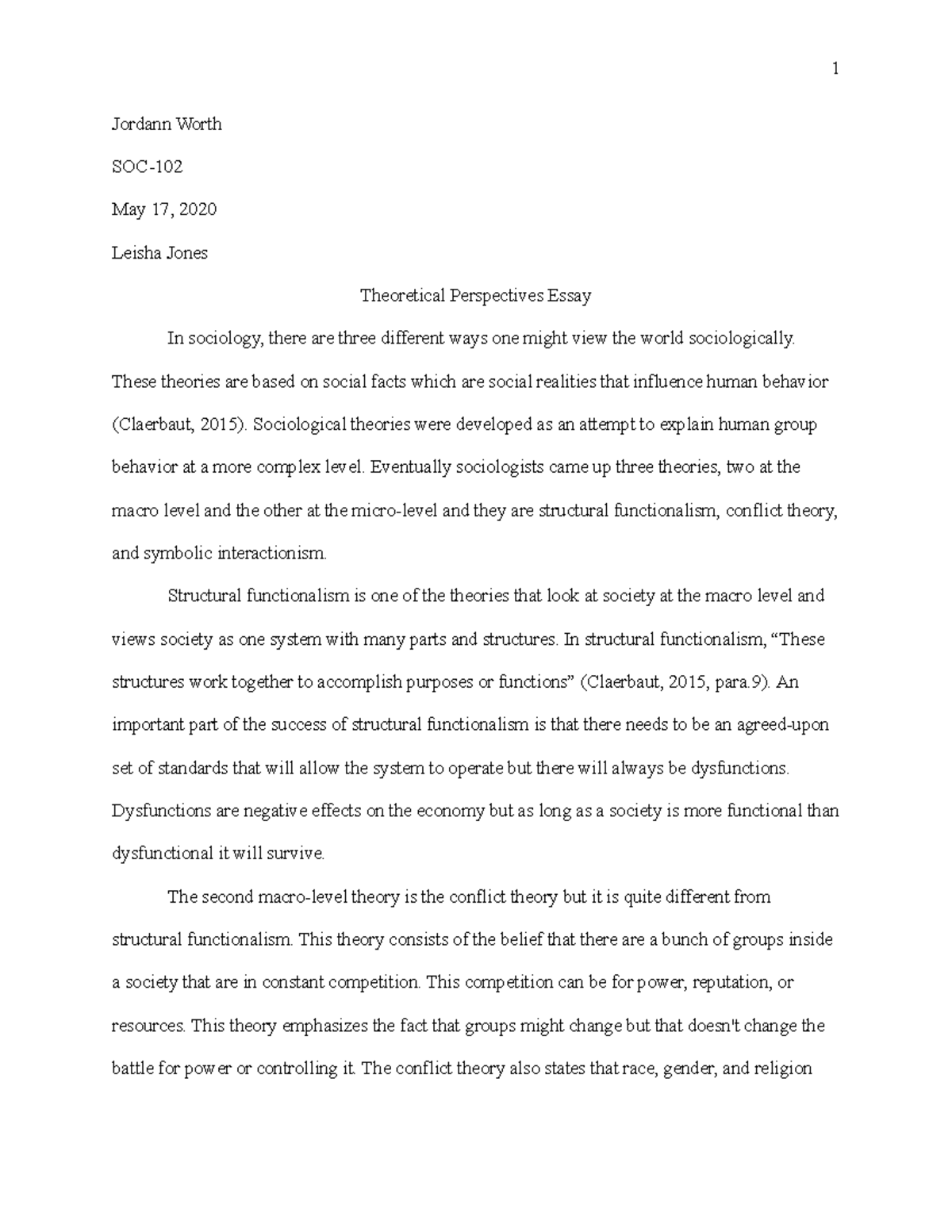 theoretical perspectives essay conclusion