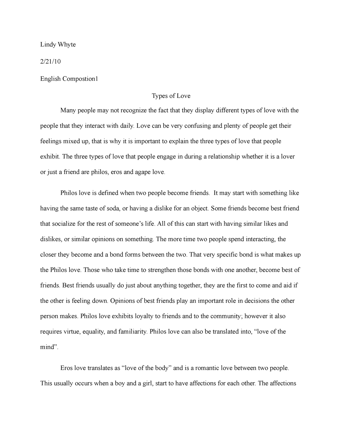 four types of love essay