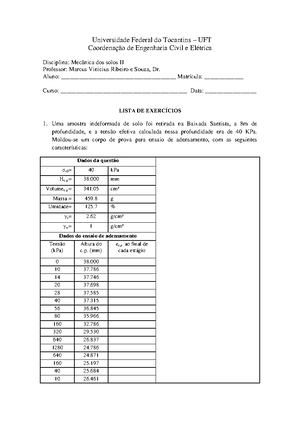 Lista De Exerc Ã­cios 04 Ensaio Cisalhamento - Universidade Federal Do ...