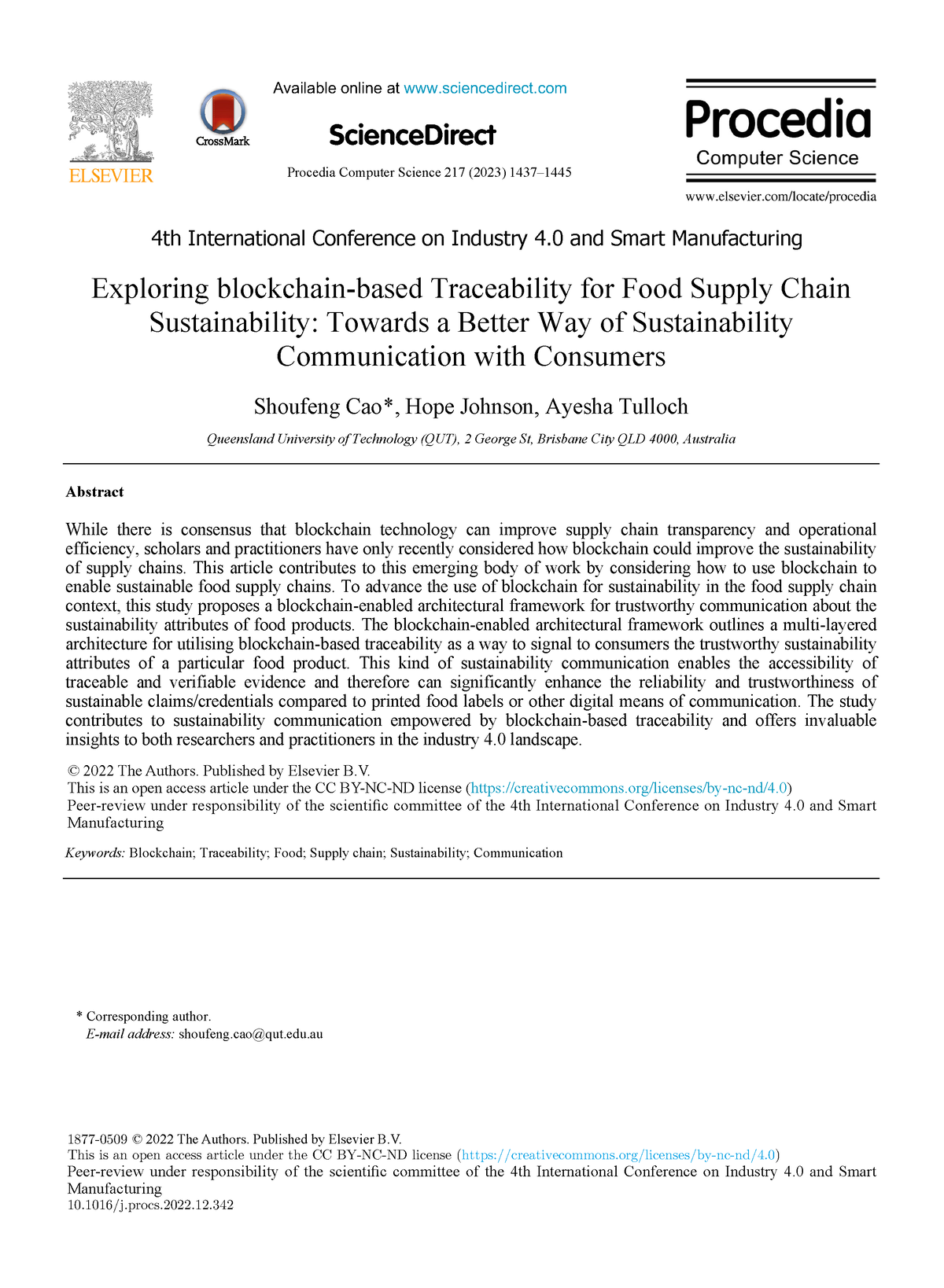 Exploring Blockchain-based Traceability For Food Supply Chain ...