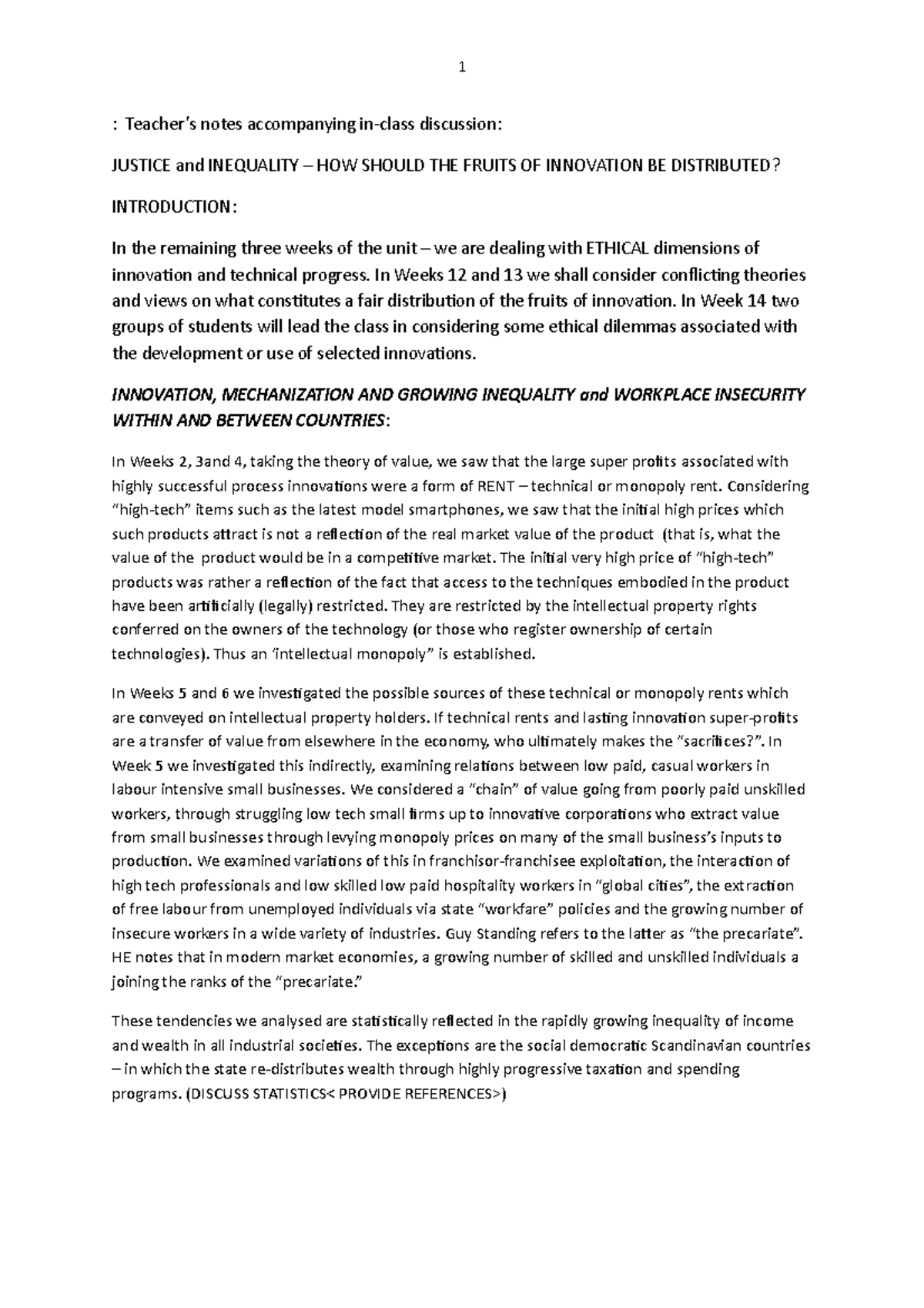 IES teacher's notes accompanying in class dicussion. justice and ...
