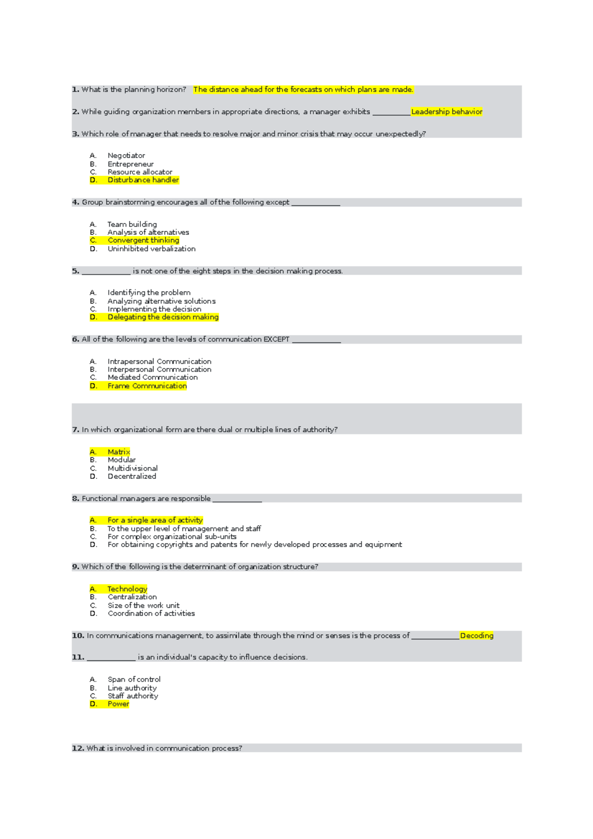 MCQ [POM] Lecture notes 1 1. What is the planning horizon? The