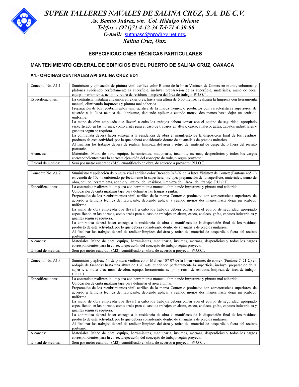 Especificaciones Técnicas Particulares Edificios-1 - Av. Benito Juárez,  s/n. Col. Hidalgo Oriente - Studocu