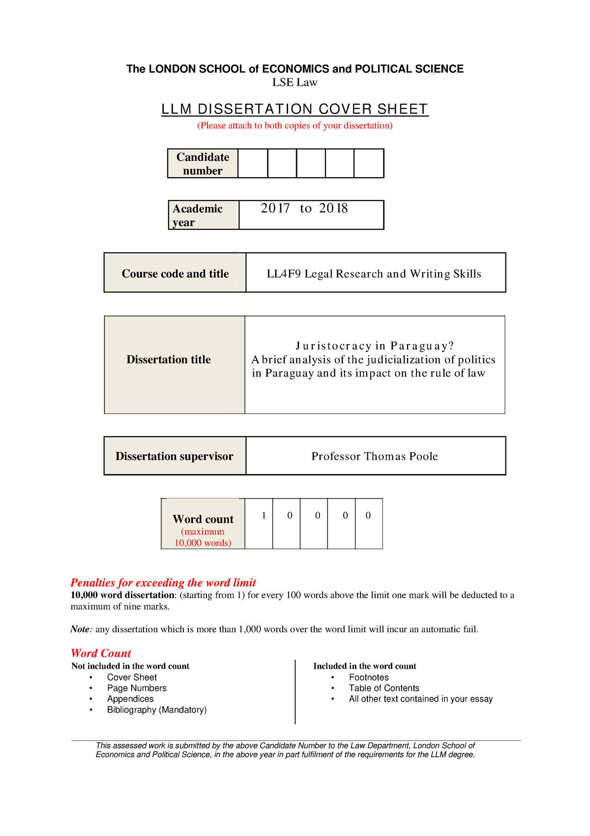 lse dissertation marks