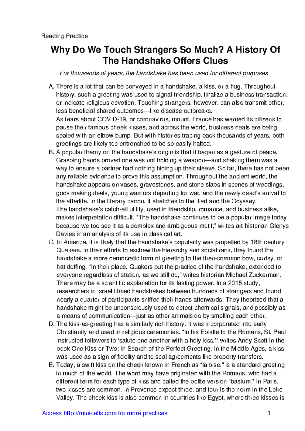 Why do we touch strangers so much a history of the handshake offers