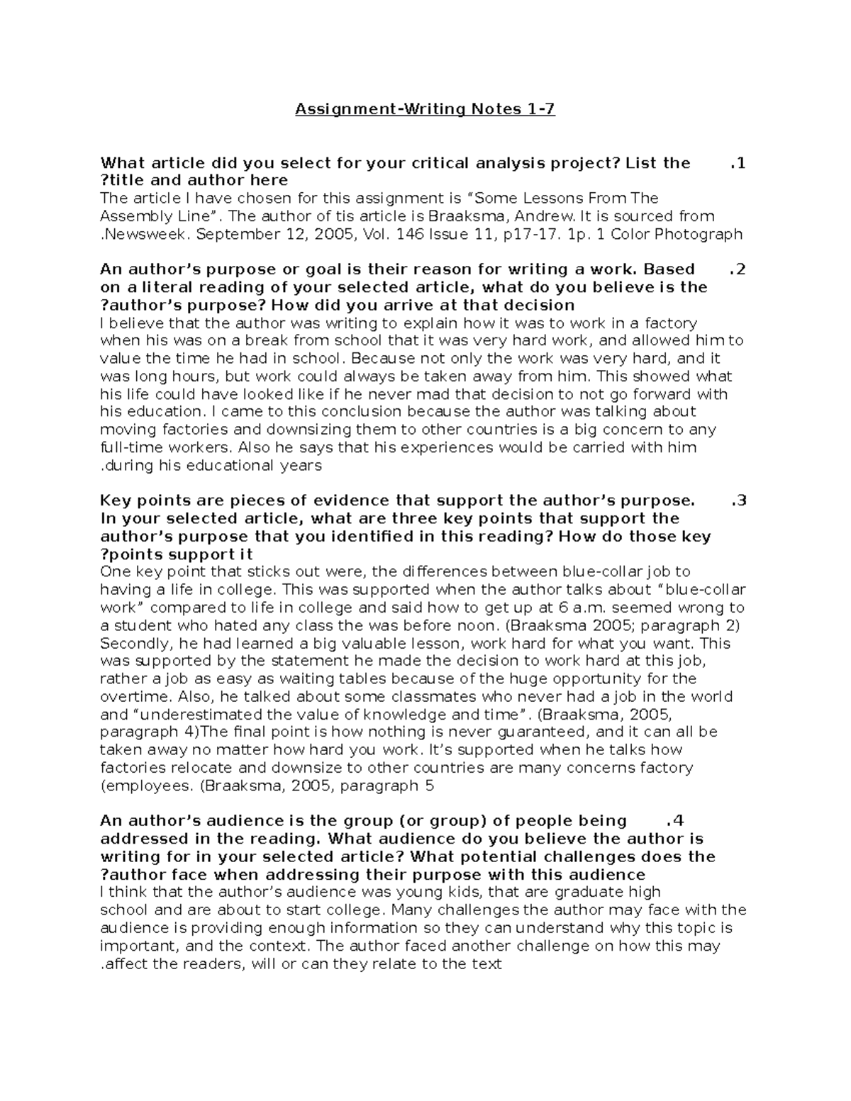 Assignment writing notes picture