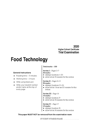 HSC FOOD TEC Notes - FOOD TEC NOTES SAFE FOOD STORAGE TBP 55- What do ...
