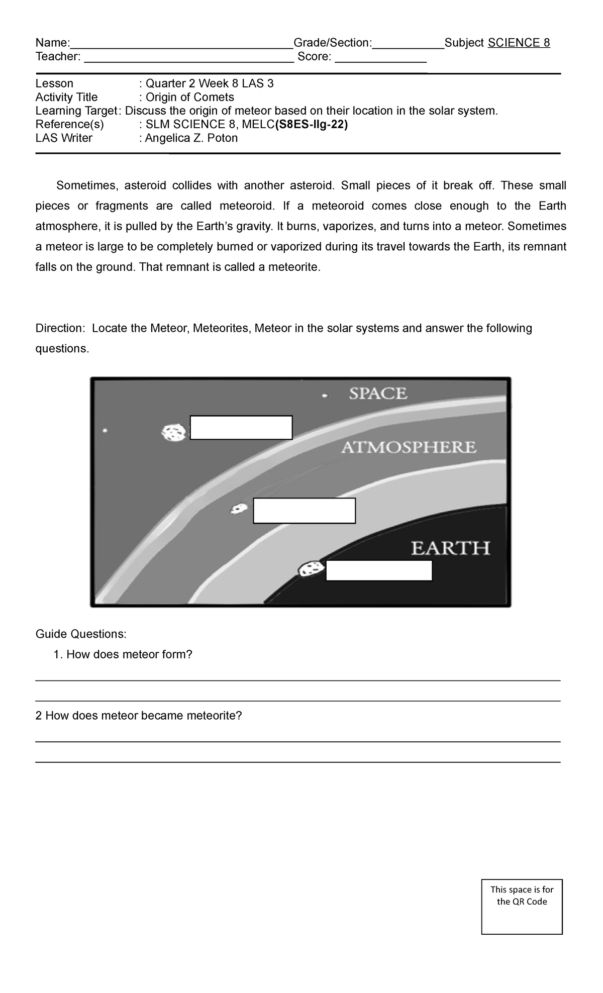 Science 8 Q2 Week8 LAS3 - Name:__________________________________Grade ...