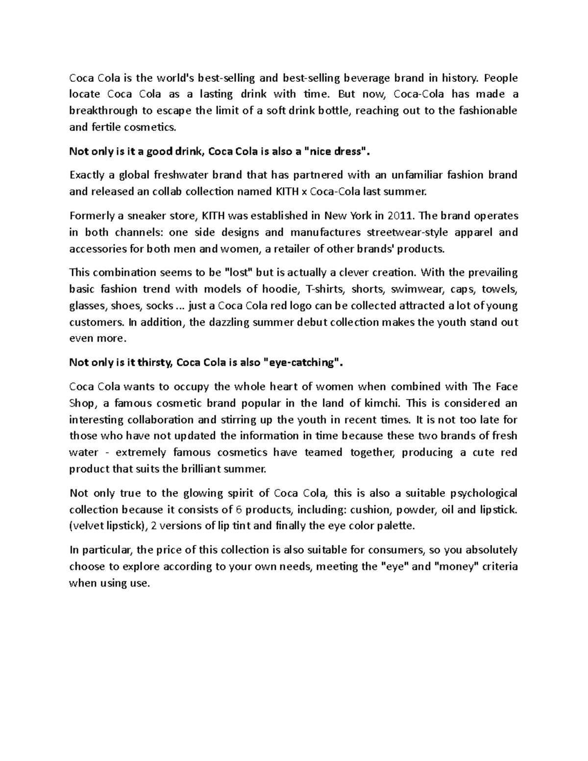 Strategy of Cocacola in difficult situation - Coca Cola is the world's ...