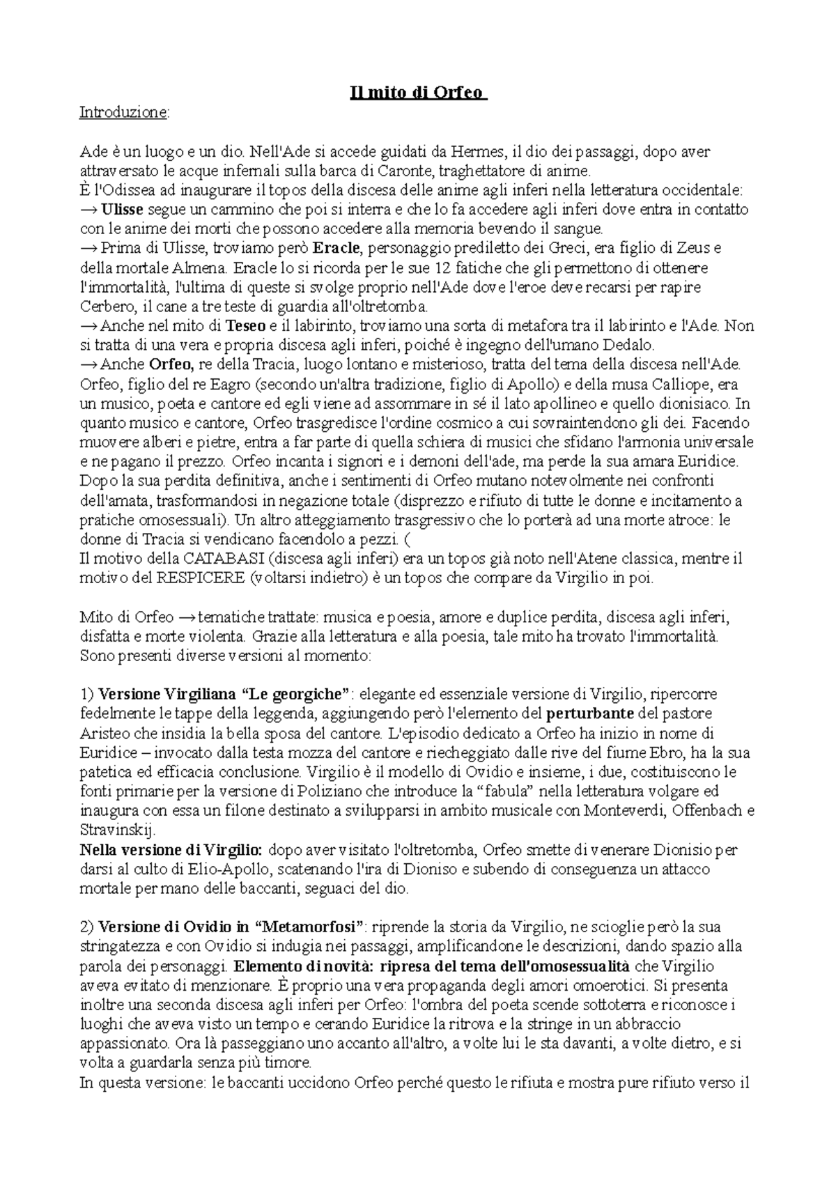 Mito di orfeo - Il mito di Orfeo Introduzione: Ade un luogo e un dio ...