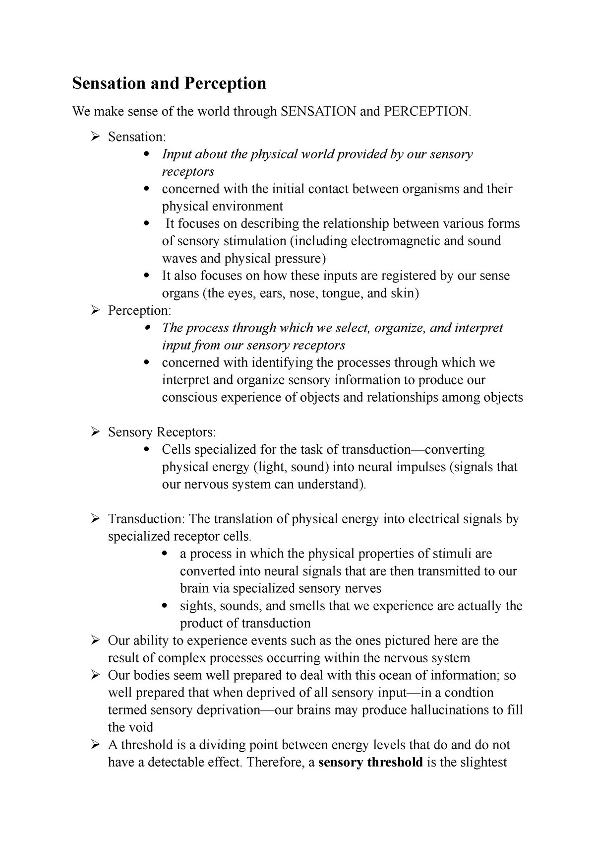 sensation and perception conclusion essay