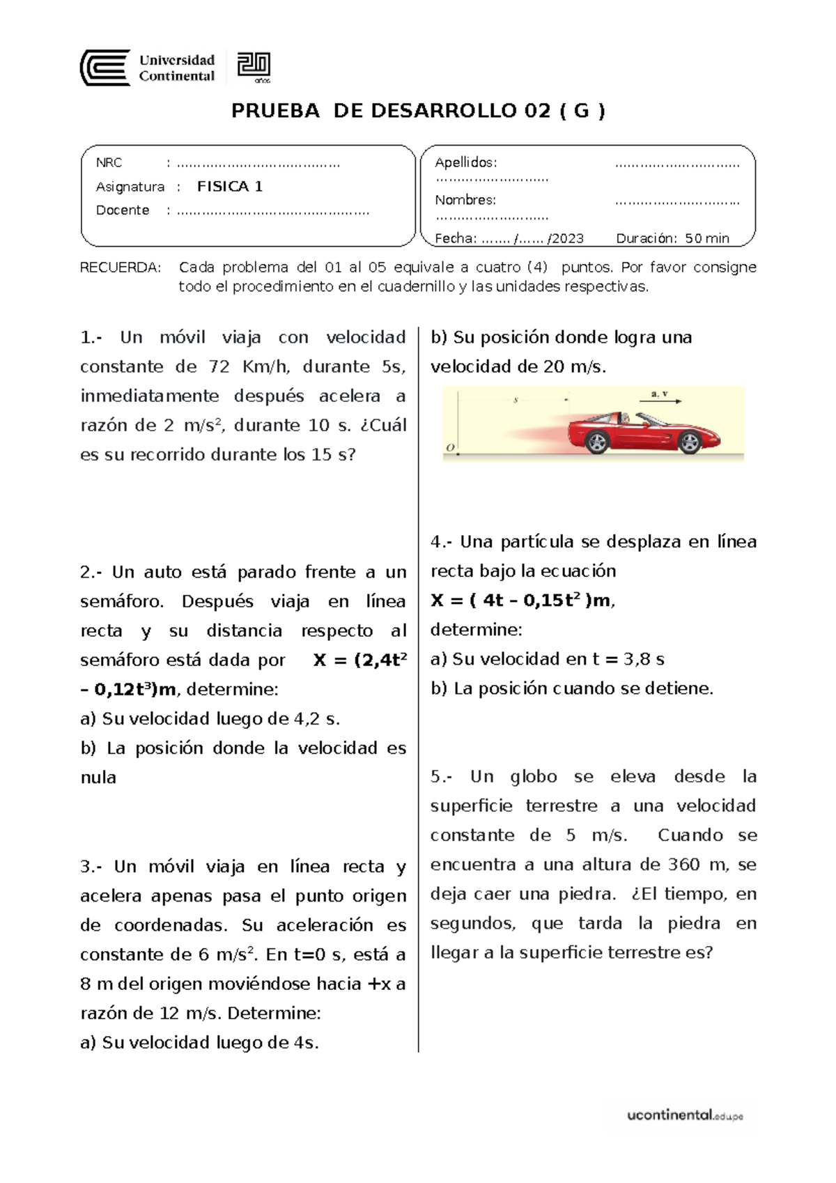 Prueba desarrollo 02 Usteds pueden PRUEBA DE DESARROLLO 02 ( G