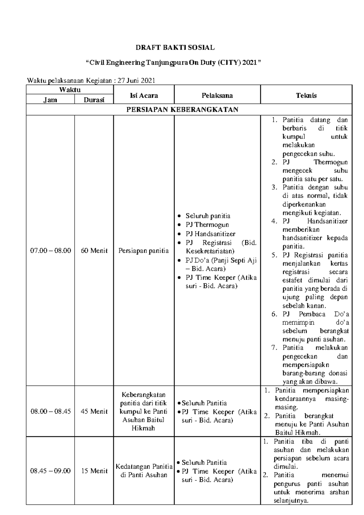Draft Baksos FIX - DRAFT BAKTI SOSIAL “Civil Engineering TanjungpuraOn ...