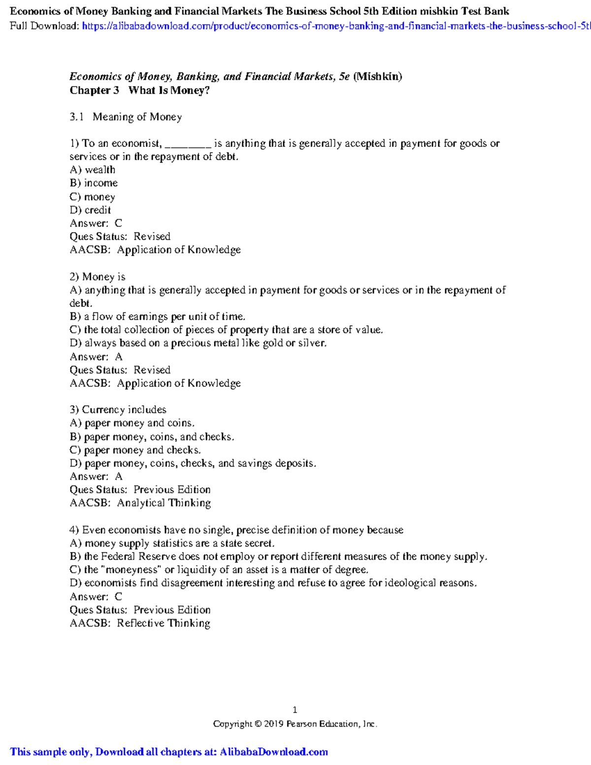 Economics of money banking and financial markets the business school