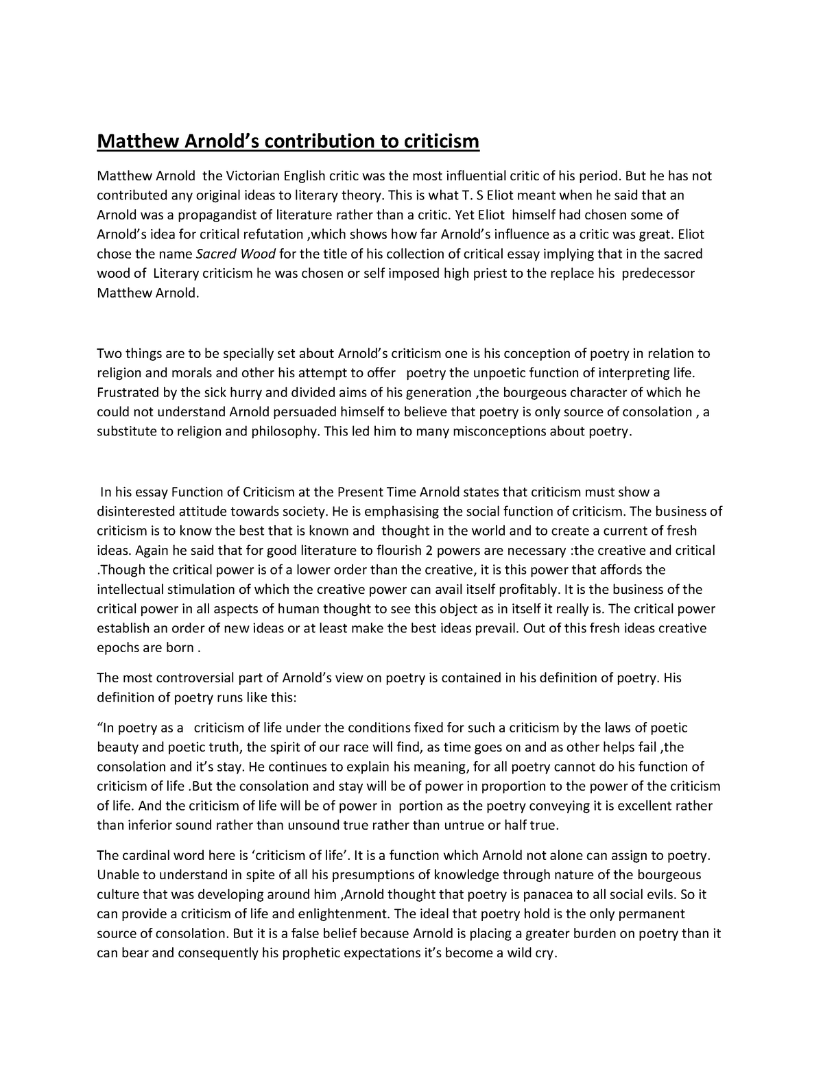 matthew arnold essays in criticism pdf