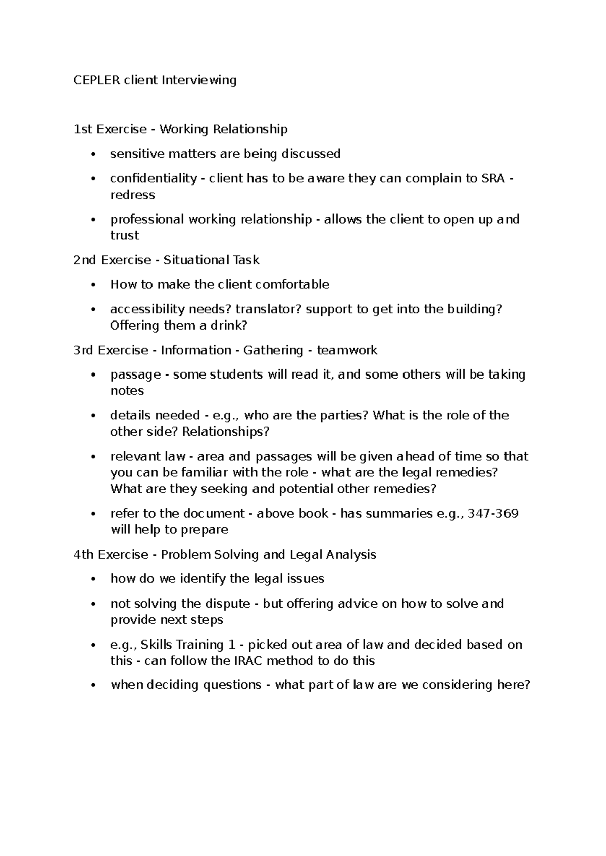 Cepler client Interviewing - CEPLER client Interviewing 1st Exercise ...