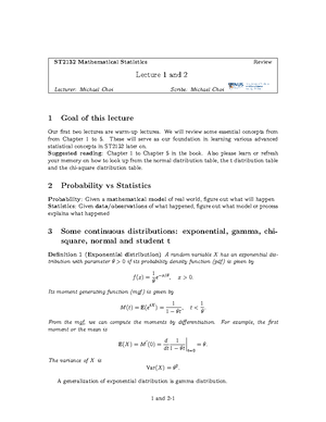 LN3 - Lecture 3 Notes - ST2132 Mathematical Statistics Maximum ...