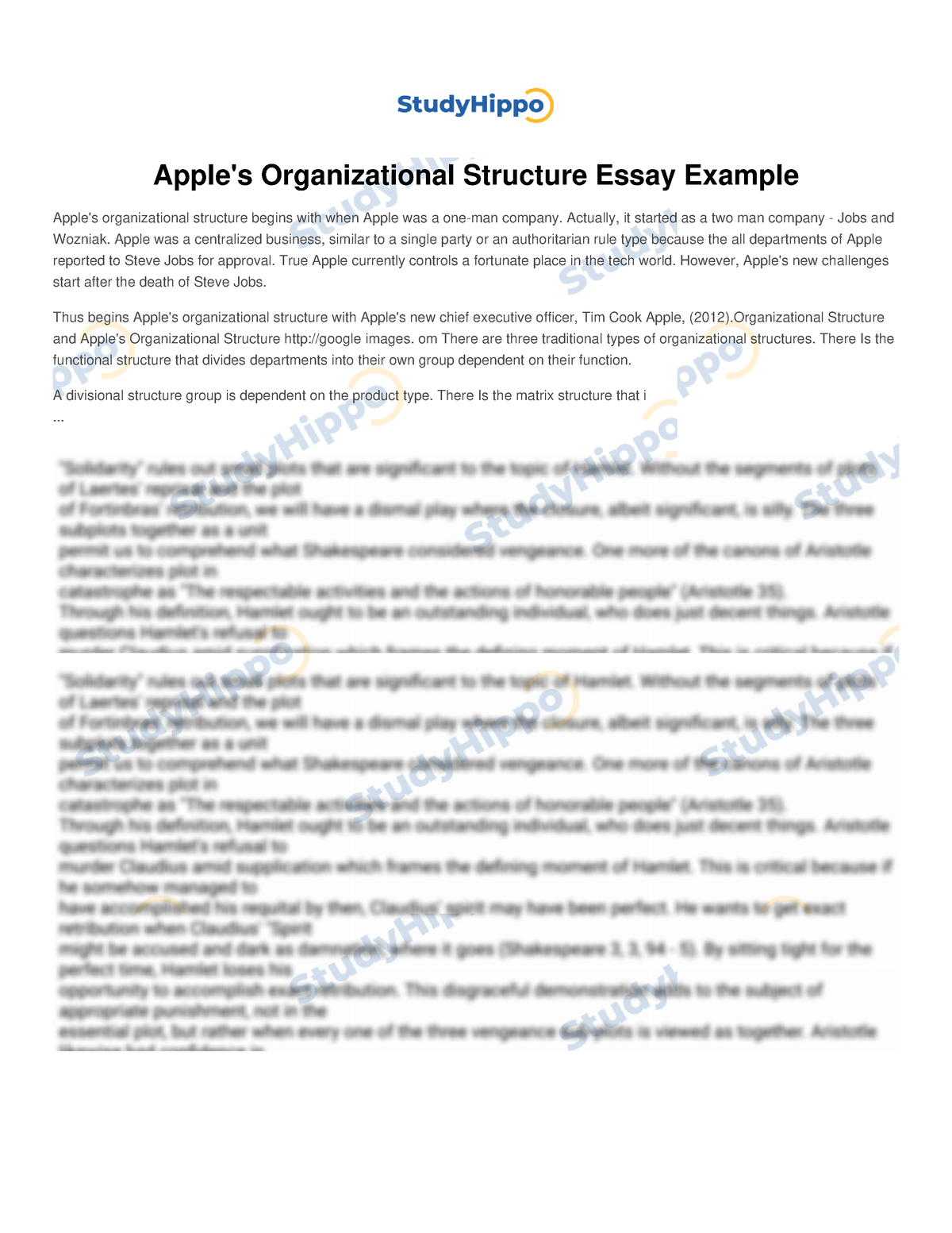 apple organizational structure essay
