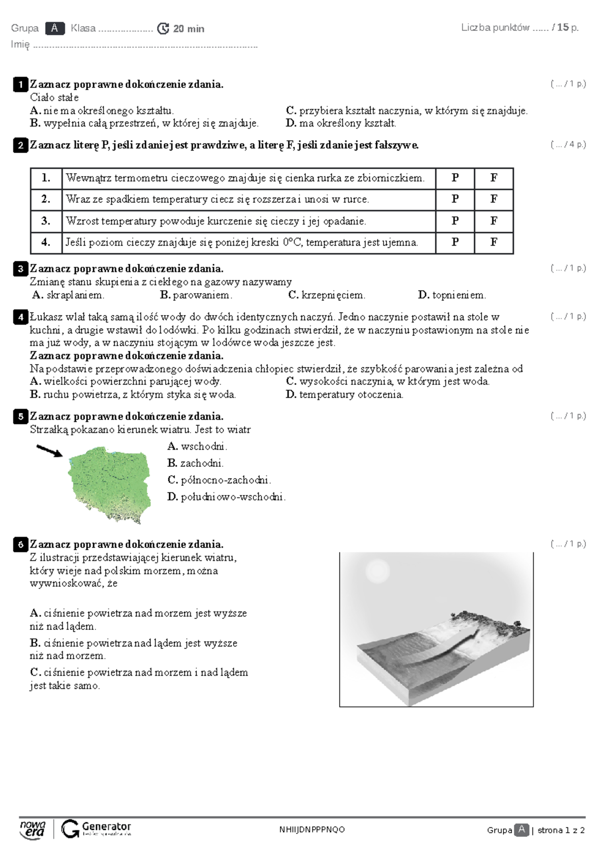 Poznajemy Zjawiska Fizyczne Sprawdzian Klasa 6 Test www.studocu.com